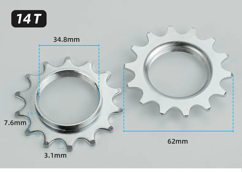 Bicycle Fixed Gear 13T 14T 15T 16T 17T 18T Freewheel Cogs Hub Locking 1 Speed Fixie Bike Threaded Lock Rings
