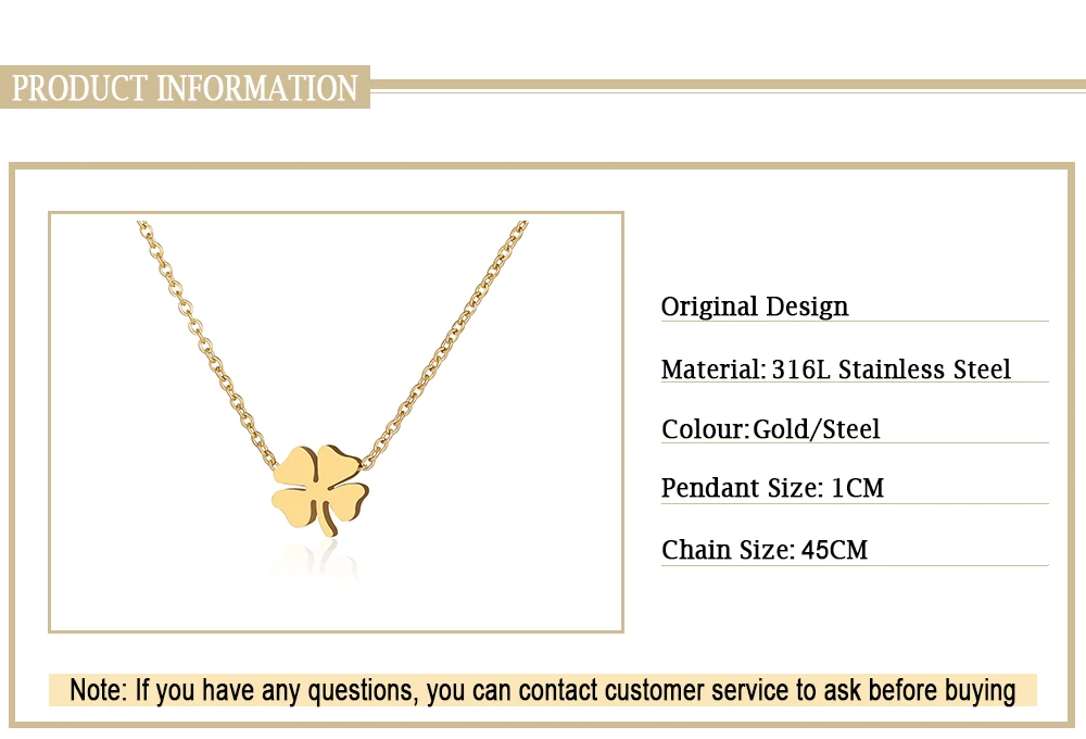 Stainless Steel Necklaces Four Leaf Clover Fashion Classic Style Men Chain Necklace For Women Jewelry Collar Pendant Gifts NEW