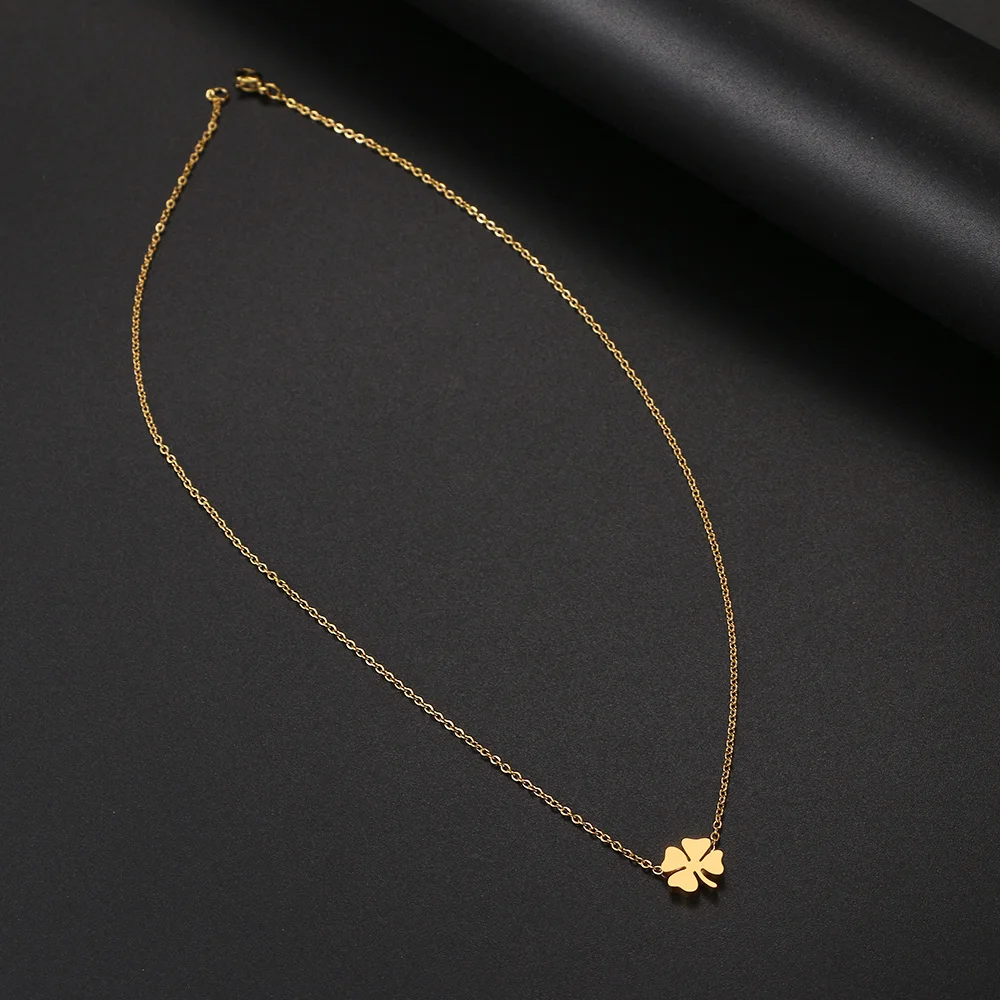 Stainless Steel Necklaces Four Leaf Clover Fashion Classic Style Men Chain Necklace For Women Jewelry Collar Pendant Gifts NEW