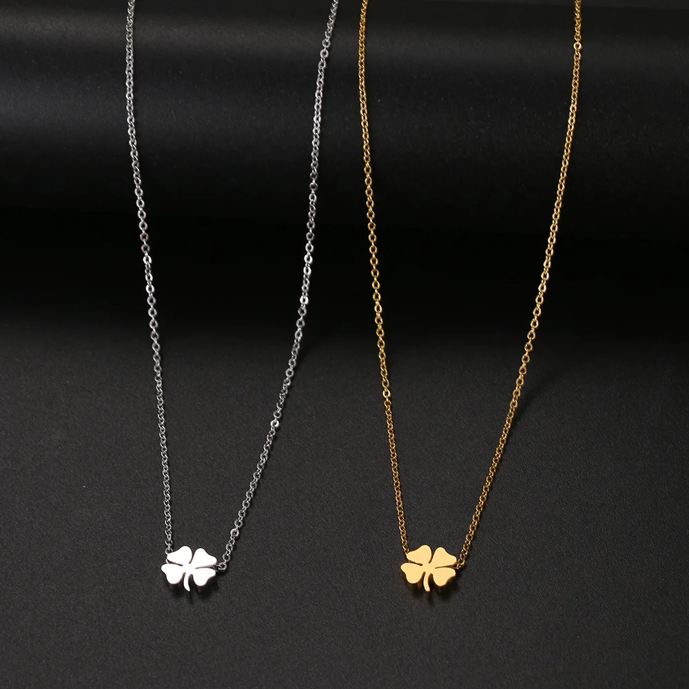 Stainless Steel Necklaces Four Leaf Clover Fashion Classic Style Men Chain Necklace For Women Jewelry Collar Pendant Gifts NEW