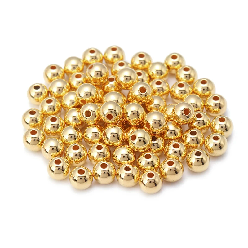 3 4 6 7 8 10 12mm 50-500pcs Gold Color CCB Ball Beads Round Loose Bead For Making DIY Bracelet Necklace Wedding Jewelry