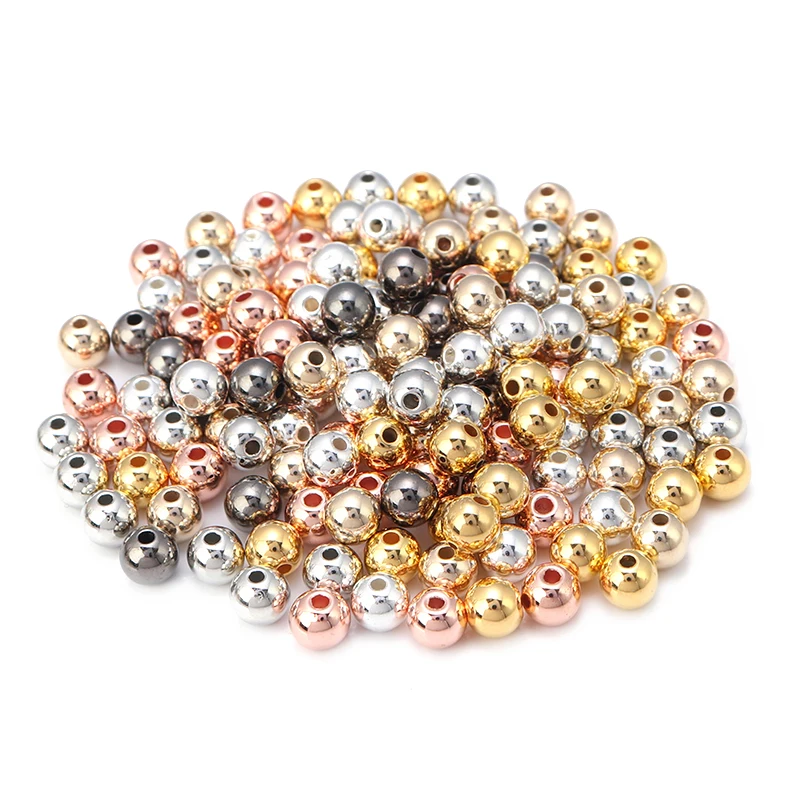 3 4 6 7 8 10 12mm 50-500pcs Gold Color CCB Ball Beads Round Loose Bead For Making DIY Bracelet Necklace Wedding Jewelry