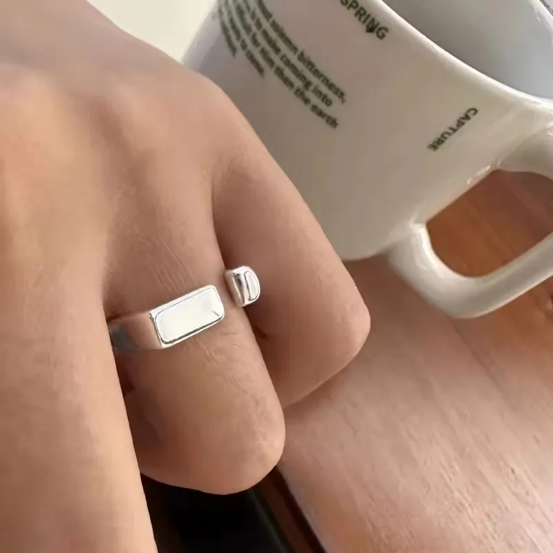 VENTFILLE 925 Sterling Silver Rings INS Fashion Hip Hop Vintage Couples Hollow Lines Punk Thai Silver Party Adjustable Jewelry