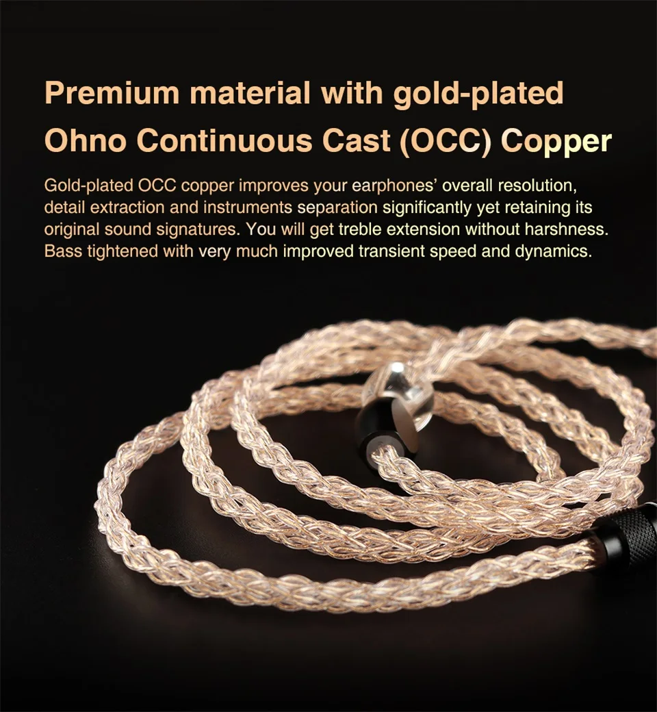 TRN TX T2 Pro Earphone Cable Jack 8 Core Copper Plated Real Gold Upgrade Detachable Cable Jack For Apple Huawei Xiaomi TRN BAX