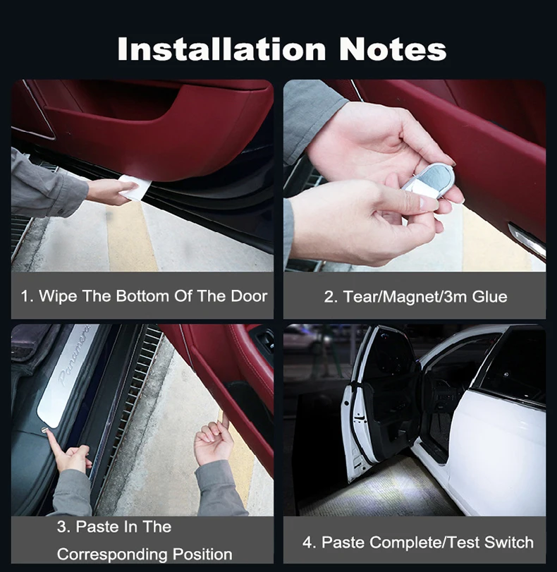 Car Led Welcome Light Magnetic Control USB Charging Auto Open Door Safe Anti-collision Signal Lamp