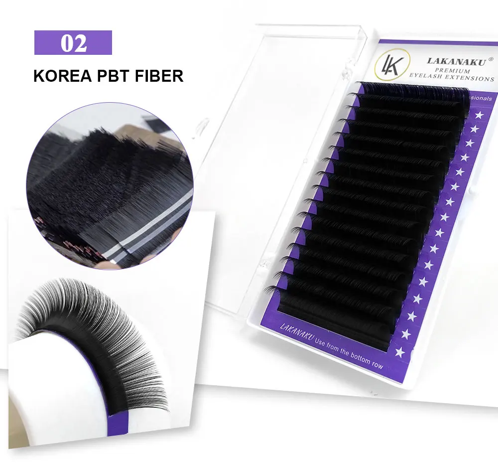 LAKANAKU Natural Premium Individual Volume Eyelash Extensions Handmade Mink Eyelash Private Label Makeup Individual Lashes