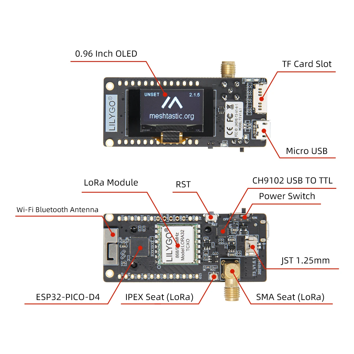 LILYGO® LoRa32 V2.1 & T3 V1.6.1 ESP32 LoRa Development Board, Wireless Module, 433MHz 868MHz 915MHz, 0.96 OLED, WIFI Bluetooth