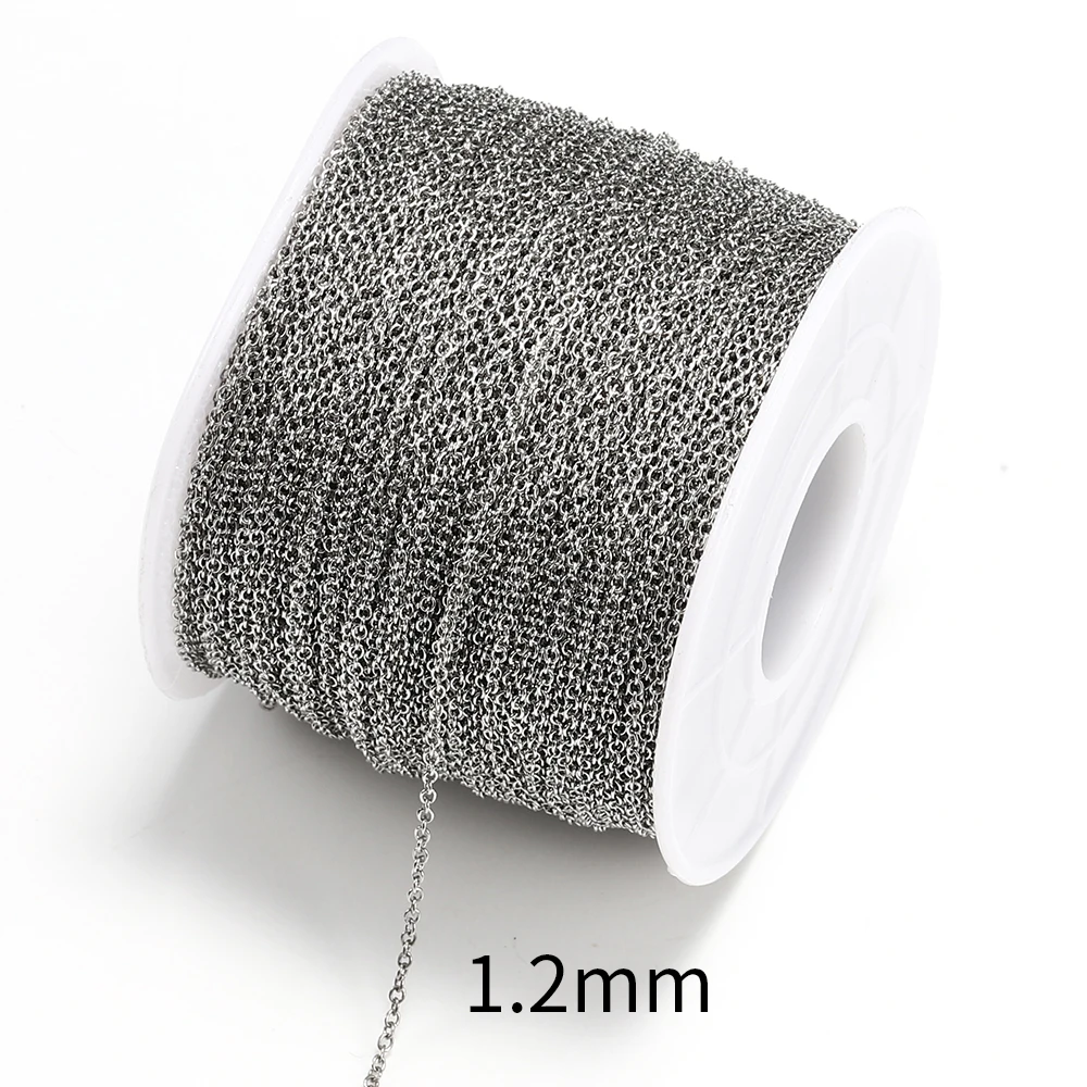 10Meters Stainless Steel Cable Round Cross Necklace Chain 1.5 2.0 2.5mm O Link Chain for Diy Jewelry Making Chain Materials Bulk