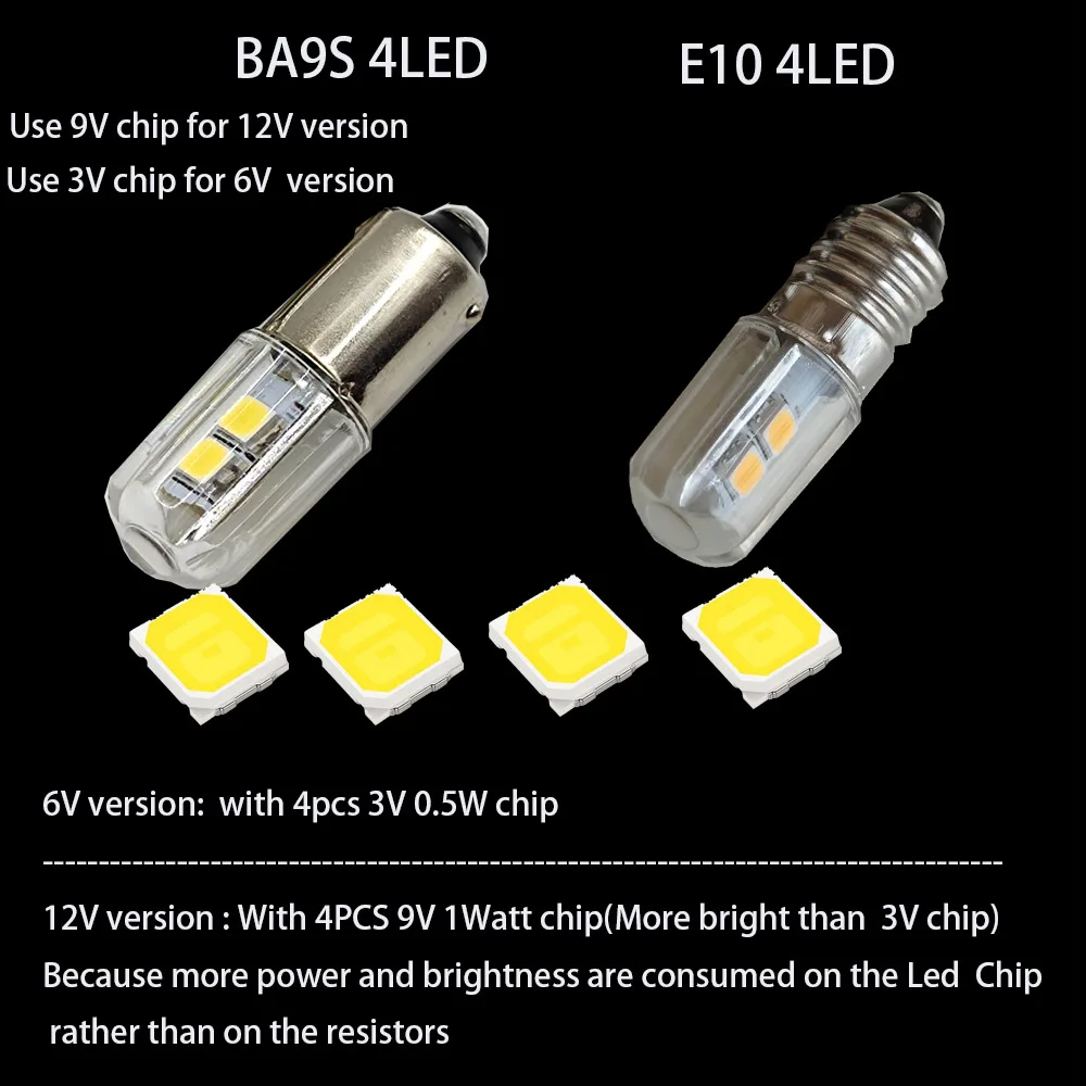 2PCS BA9S T4W LED Car Light Bulb T2W T3W H5W Interior Car LED License Plate Light DC12V 12913 12910 12929 BA9 57 756 1816 1891