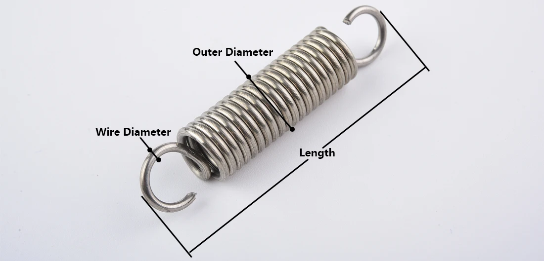 304 Stainless Steel S Hook Tension Cylindroid Helical Pullback Extension Tension Coil Spring Wire Diameter 0.8mm 1.0mm 1.2mm