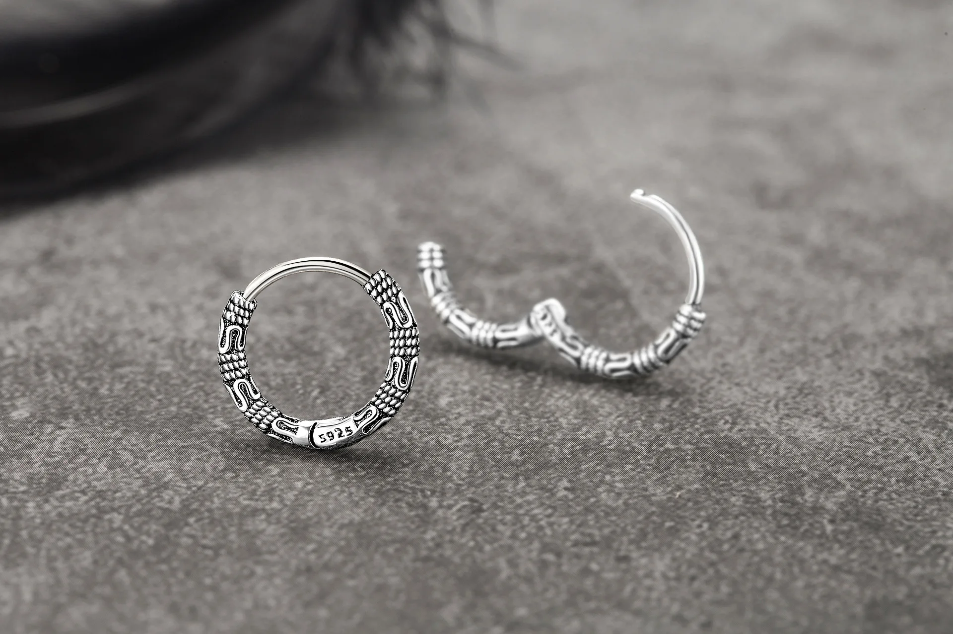 Vintage 925 Sterling Silver Hoop Earrings Pattern Earring For Women Silver Jewelry Korea New