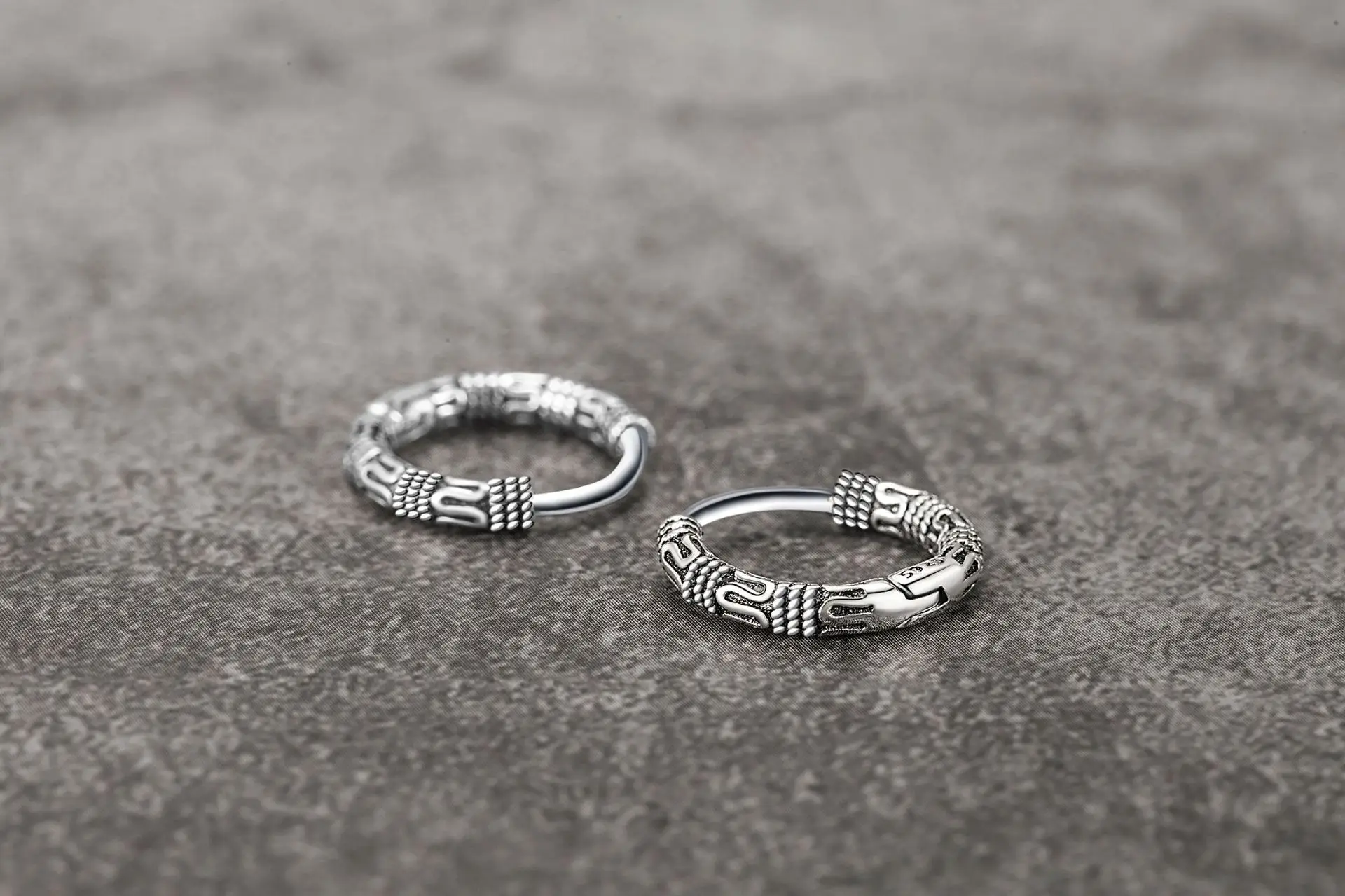 Vintage 925 Sterling Silver Hoop Earrings Pattern Earring For Women Silver Jewelry Korea New