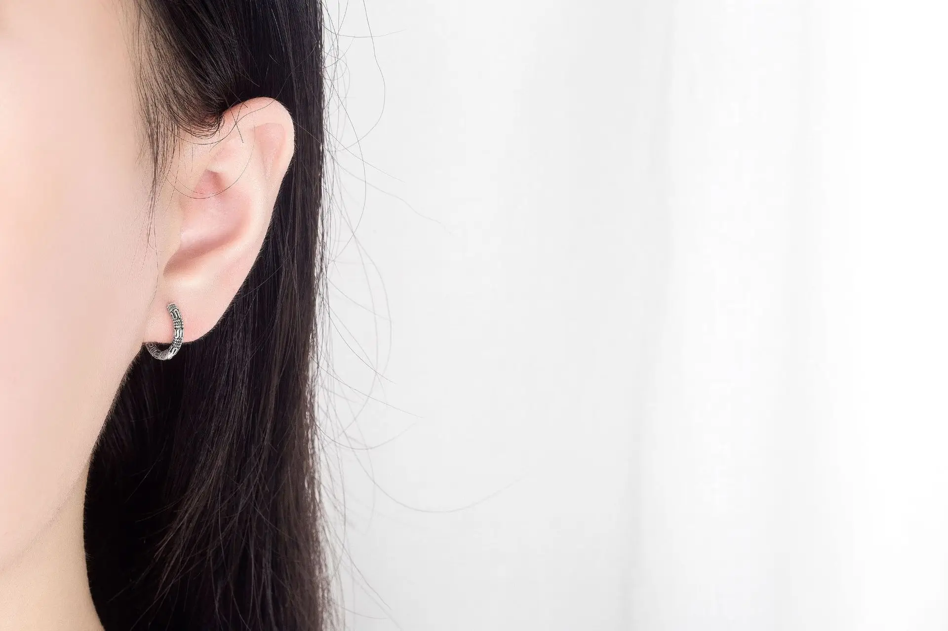 Vintage 925 Sterling Silver Hoop Earrings Pattern Earring For Women Silver Jewelry Korea New