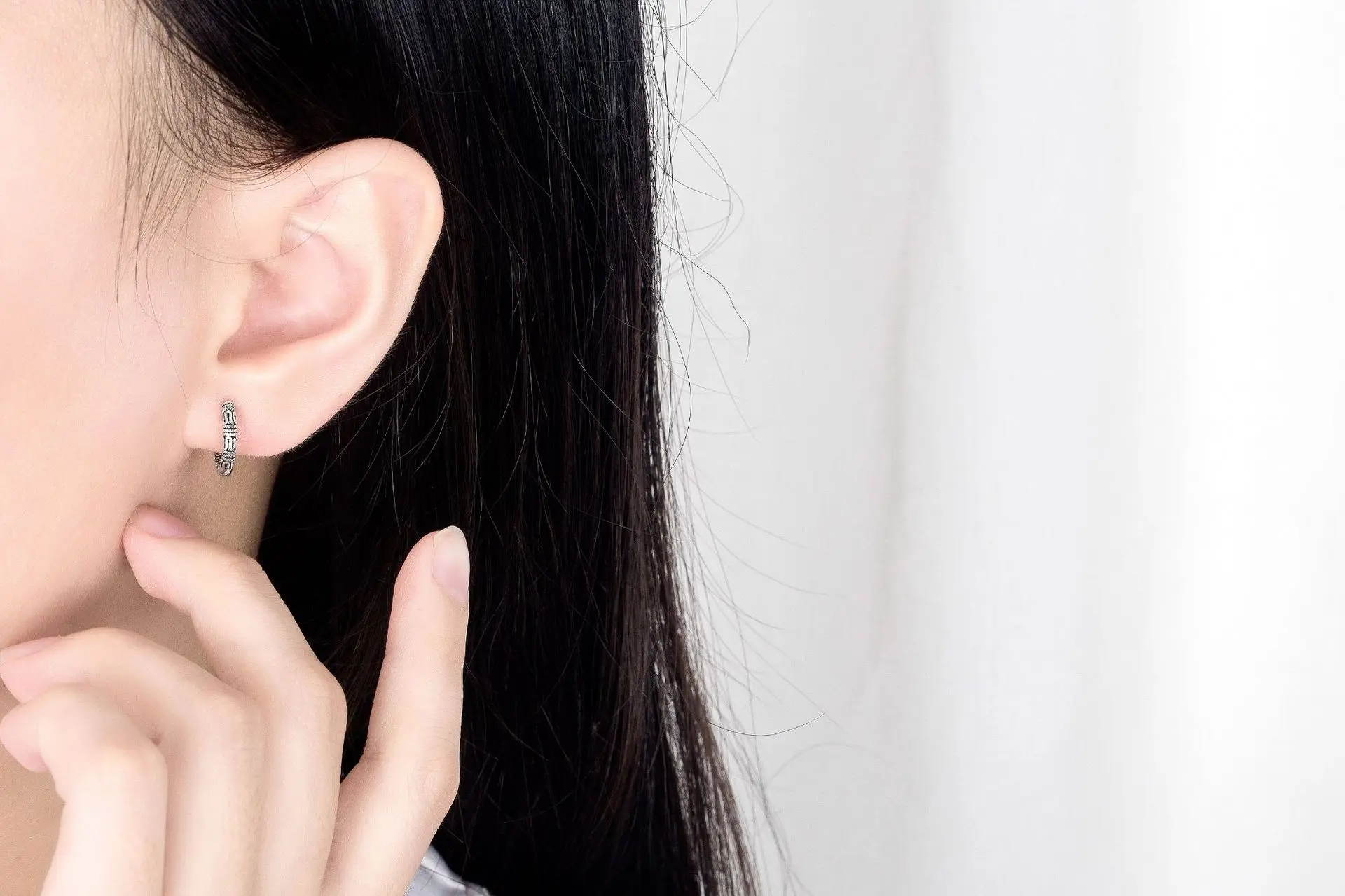 Vintage 925 Sterling Silver Hoop Earrings Pattern Earring For Women Silver Jewelry Korea New