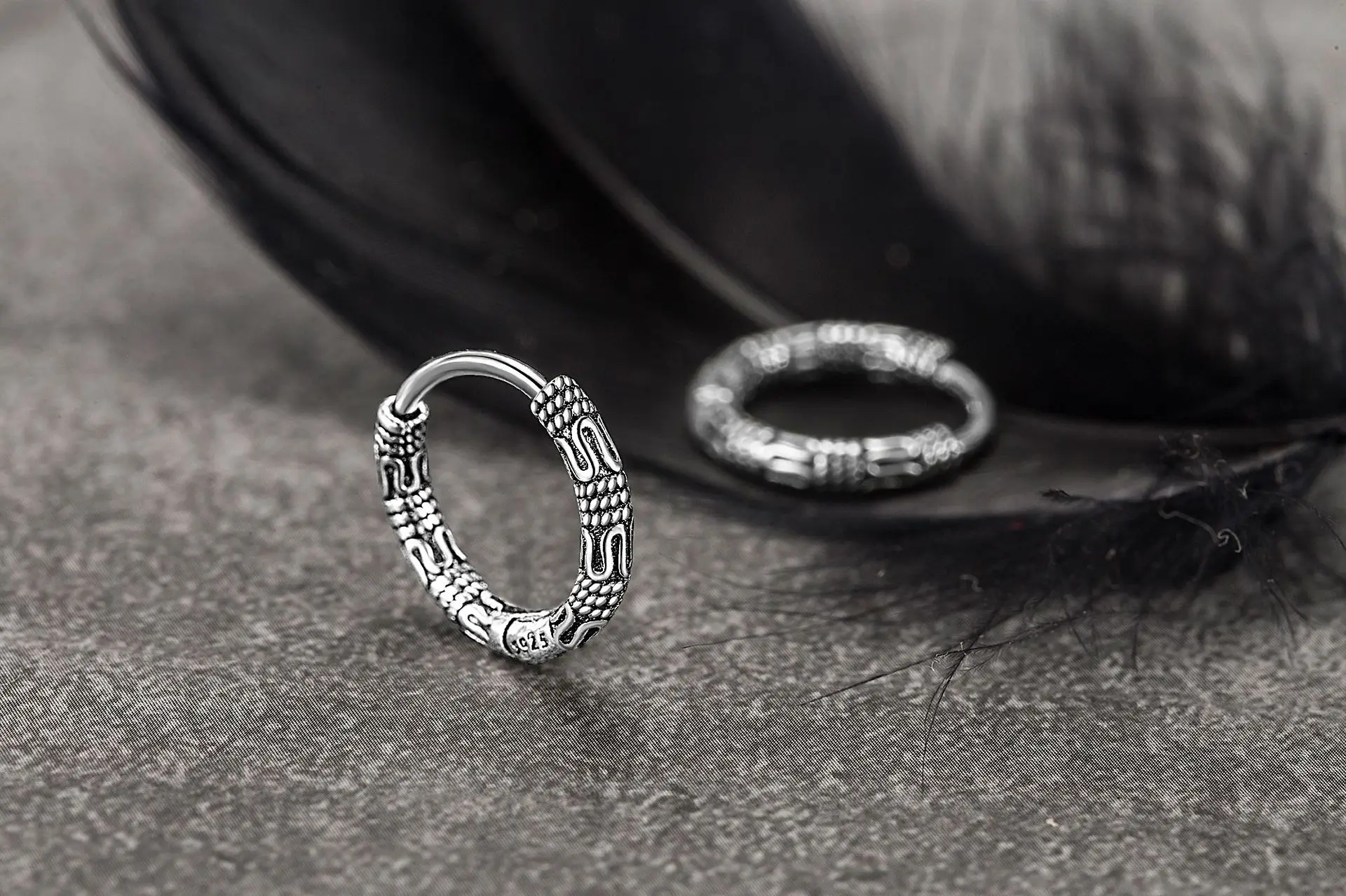 Vintage 925 Sterling Silver Hoop Earrings Pattern Earring For Women Silver Jewelry Korea New