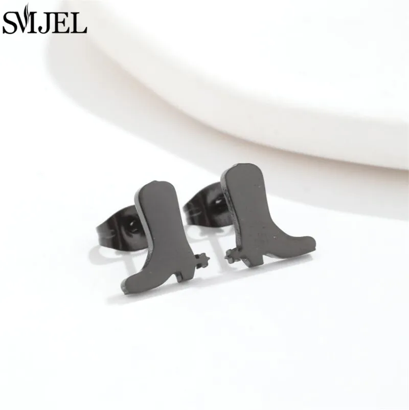 Fashion Stainless Steel Piercing Stud Earrings for Women Leaves Boots Star Cactus Music Small Earings Girls Cartilage Ear Studs