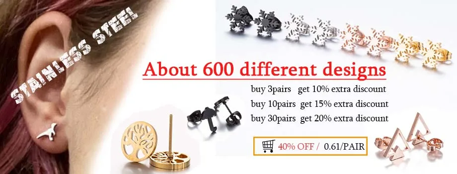 Fashion Stainless Steel Piercing Stud Earrings for Women Leaves Boots Star Cactus Music Small Earings Girls Cartilage Ear Studs