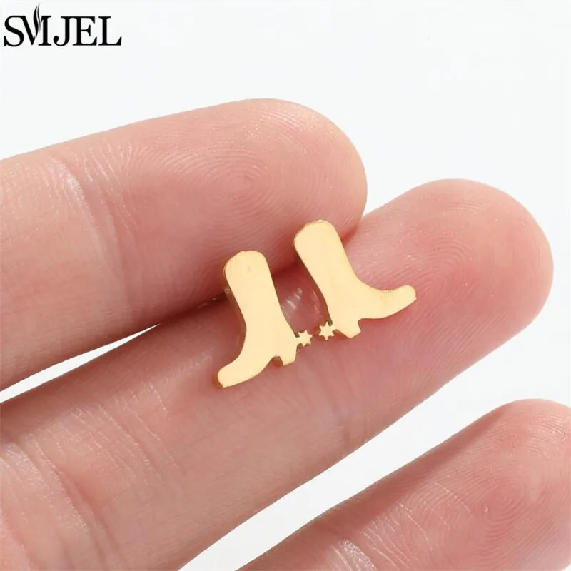 Fashion Stainless Steel Piercing Stud Earrings for Women Leaves Boots Star Cactus Music Small Earings Girls Cartilage Ear Studs