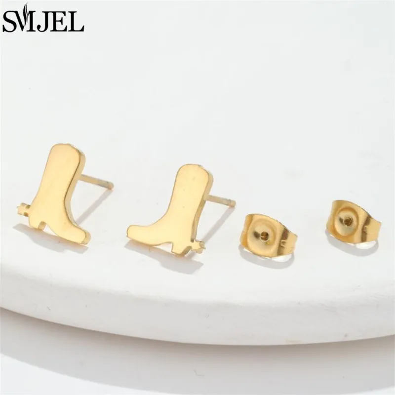 Fashion Stainless Steel Piercing Stud Earrings for Women Leaves Boots Star Cactus Music Small Earings Girls Cartilage Ear Studs