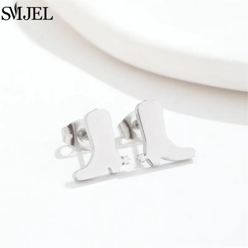 Fashion Stainless Steel Piercing Stud Earrings for Women Leaves Boots Star Cactus Music Small Earings Girls Cartilage Ear Studs