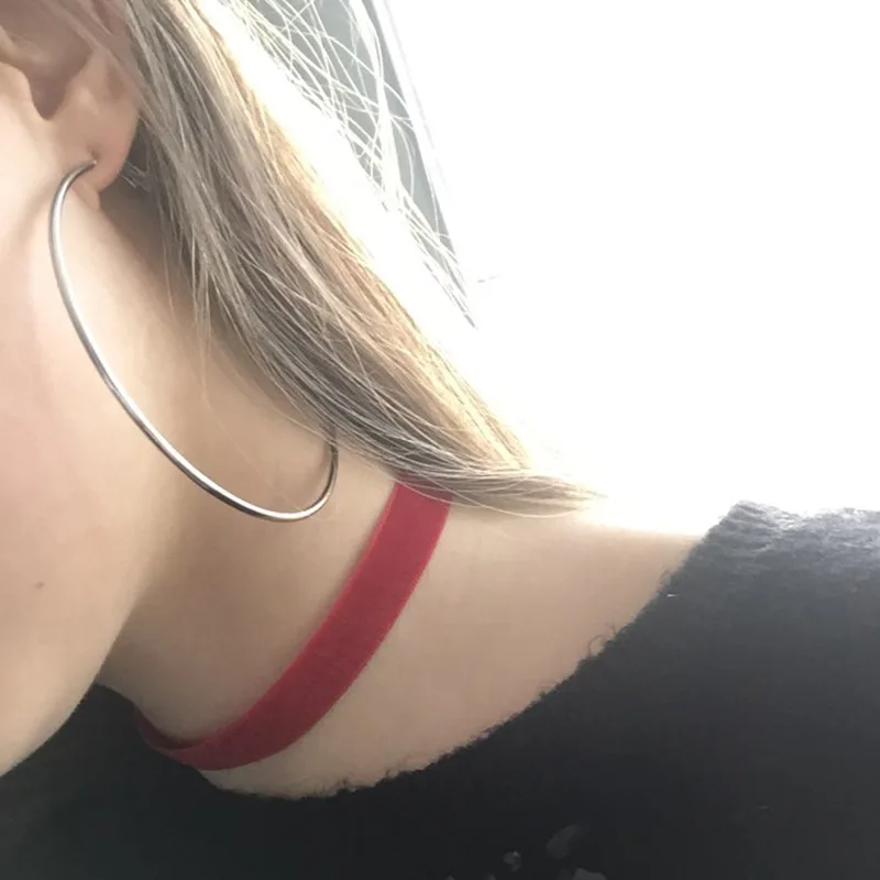 40-80mm Exaggerated Big Smooth Circle Hoop Earrings for Women Aros Simple Round Loop Ear Wedding Jewelry Brincos Cool Gift