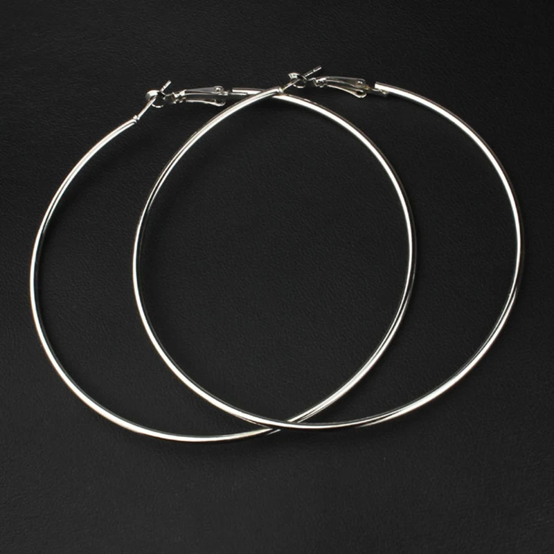 40-80mm Exaggerated Big Smooth Circle Hoop Earrings for Women Aros Simple Round Loop Ear Wedding Jewelry Brincos Cool Gift