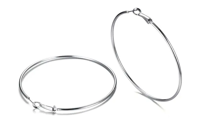 40-80mm Exaggerated Big Smooth Circle Hoop Earrings for Women Aros Simple Round Loop Ear Wedding Jewelry Brincos Cool Gift