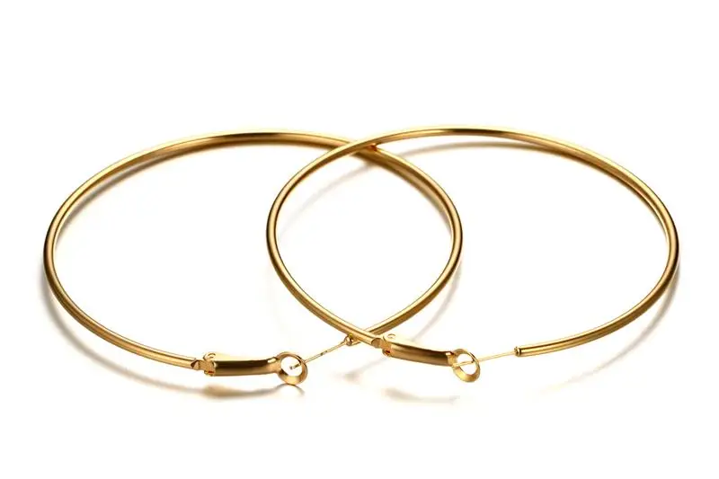 40-80mm Exaggerated Big Smooth Circle Hoop Earrings for Women Aros Simple Round Loop Ear Wedding Jewelry Brincos Cool Gift