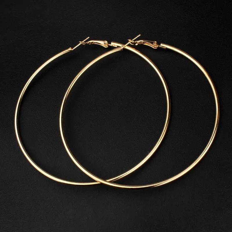 40-80mm Exaggerated Big Smooth Circle Hoop Earrings for Women Aros Simple Round Loop Ear Wedding Jewelry Brincos Cool Gift