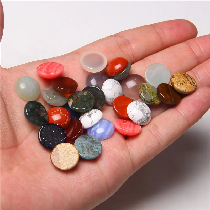 4/6/8/10/12mm Natural Stone Cabochon Round Semi-precious Cameo Fit DIY Ring Earring Bracelet Jewelry Making Finding 10pcs/lot