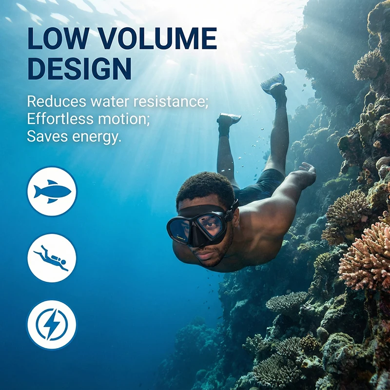 Wet Low Volume Diving Mask Tempered Glass Freedive Mask J-type Diving Mask Snorkel Set with Camera Mount Black