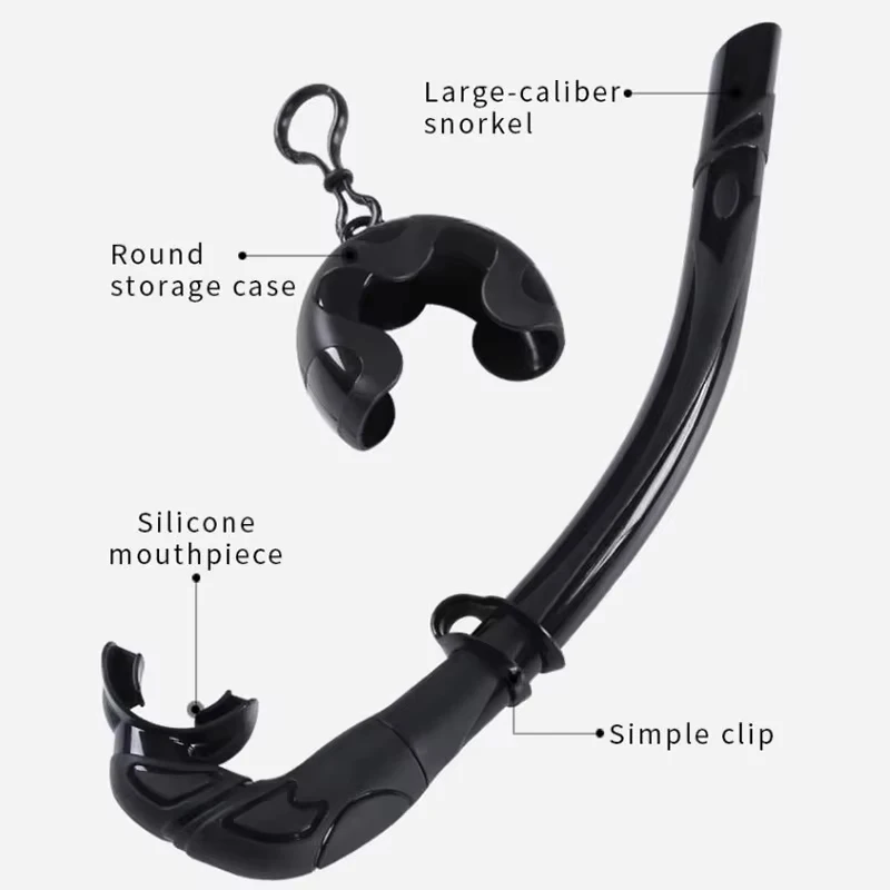 Wet Low Volume Diving Mask Tempered Glass Freedive Mask J-type Diving Mask Snorkel Set with Camera Mount Black
