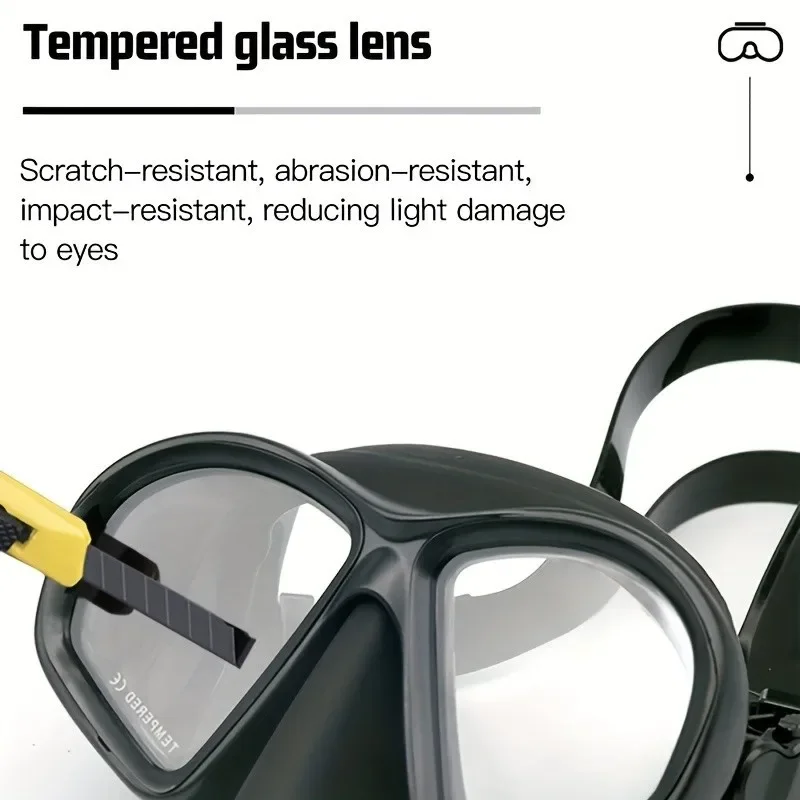 Wet Low Volume Diving Mask Tempered Glass Freedive Mask J-type Diving Mask Snorkel Set with Camera Mount Black