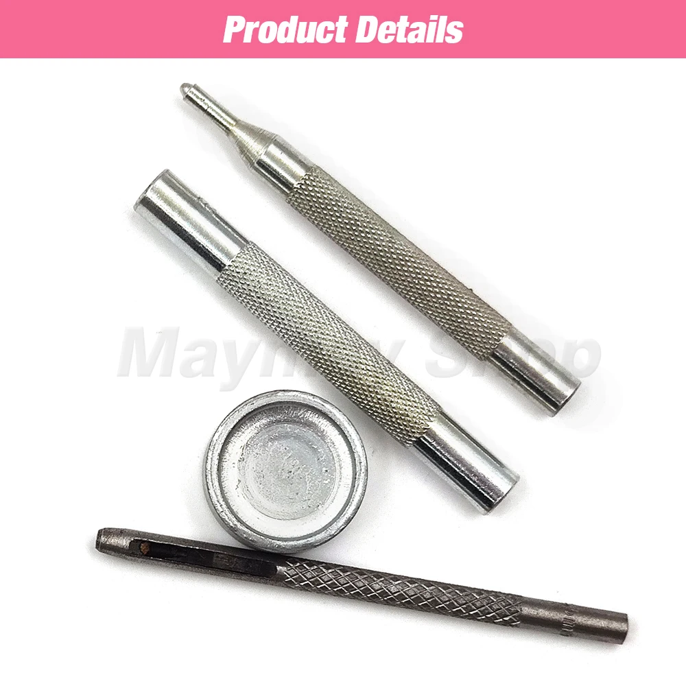 50set Snaps Button Metal Snap Fasteners Press Studs Kit Optional 4 Installation Tools For Clothes Garment Bag Shoes Leathercraft