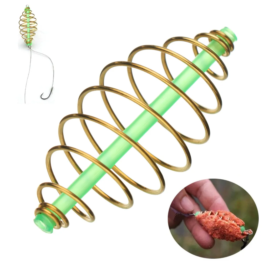 10Pcs 33/45/55mm Fishing Bait Cage Spring Lure Inline Hanging Tackle Stainless Steel Fishing Feeder Trap Basket Feeder Holder