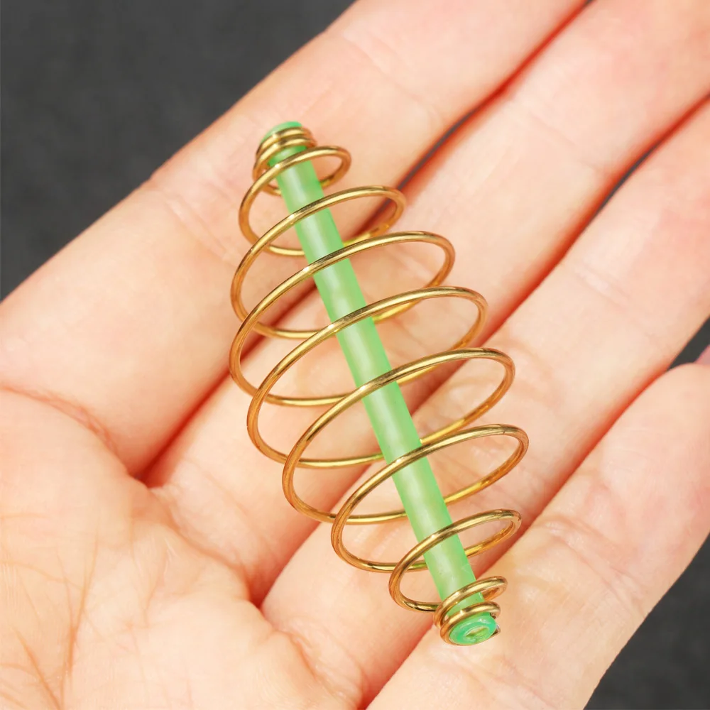 10Pcs 33/45/55mm Fishing Bait Cage Spring Lure Inline Hanging Tackle Stainless Steel Fishing Feeder Trap Basket Feeder Holder