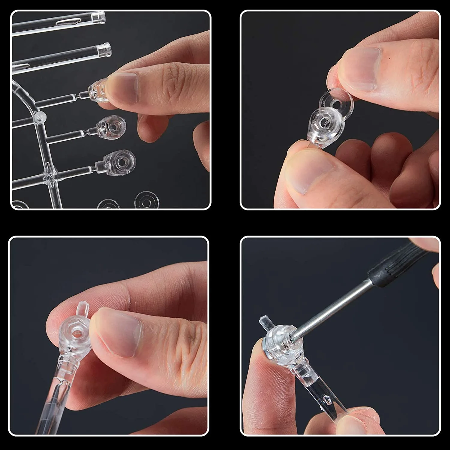 9PCS Action Figure Display Holder Base Clear Display Stand Doll Model Support Stand Compatible for HG RG SD SHF Gundam 1/144 Toy