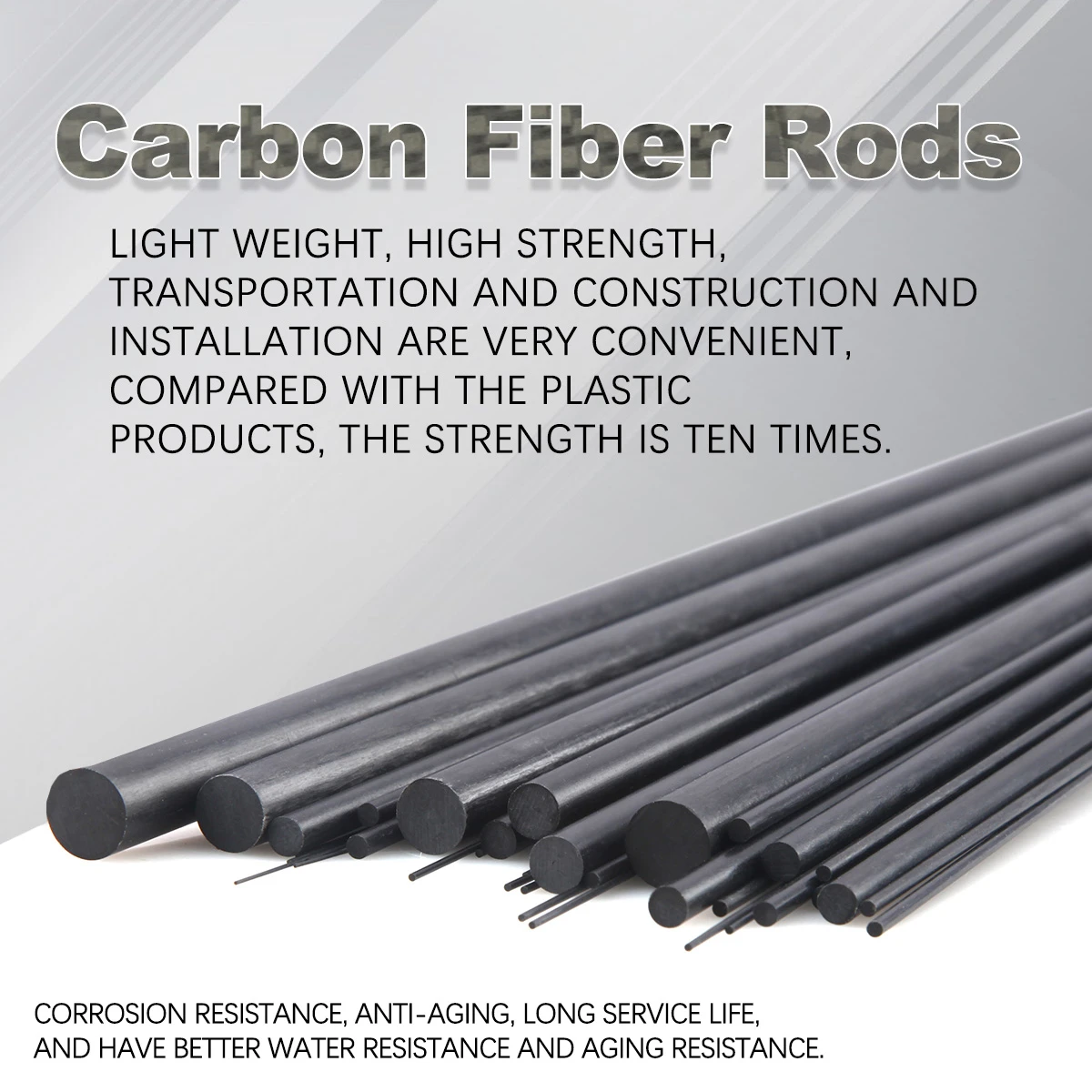 5pcs/10pcs Carbon Fiber Rod Dia 1mm 2mm 3mm 4mm 5mm 6mm Length 500mm 3 Fibra de carbono