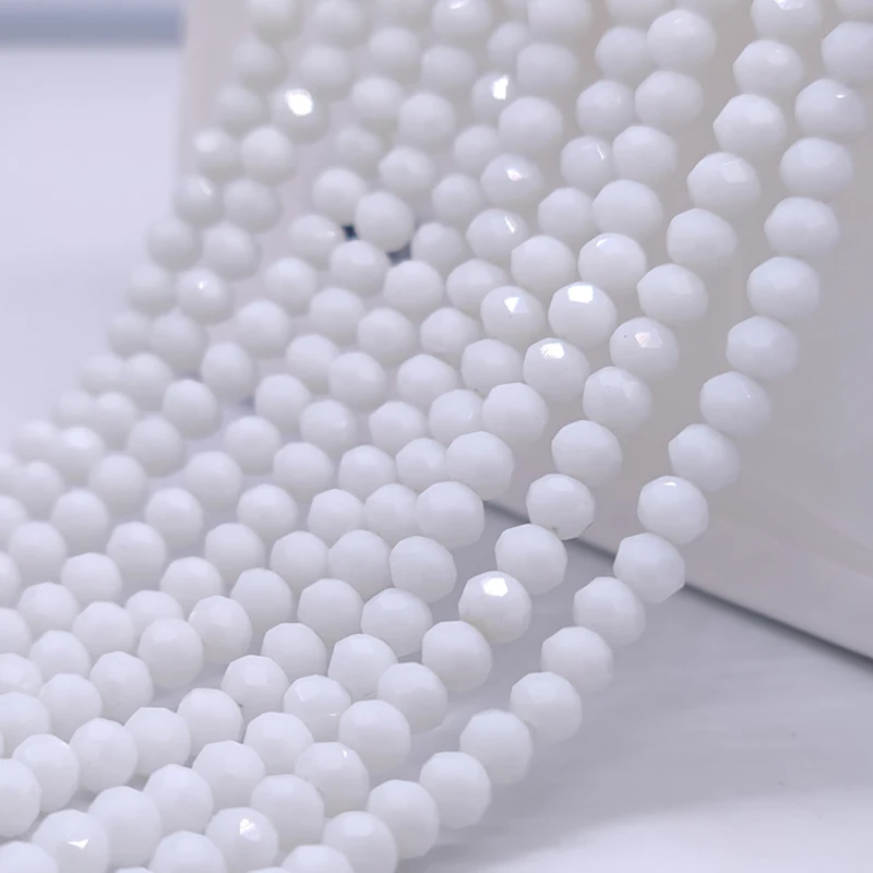 2 3 4 6 8mm Faceted White Glass Crystal Beads Flat Round Loose Spacer Beads DIY Making Bracelet Necklace Jewelry Accessories