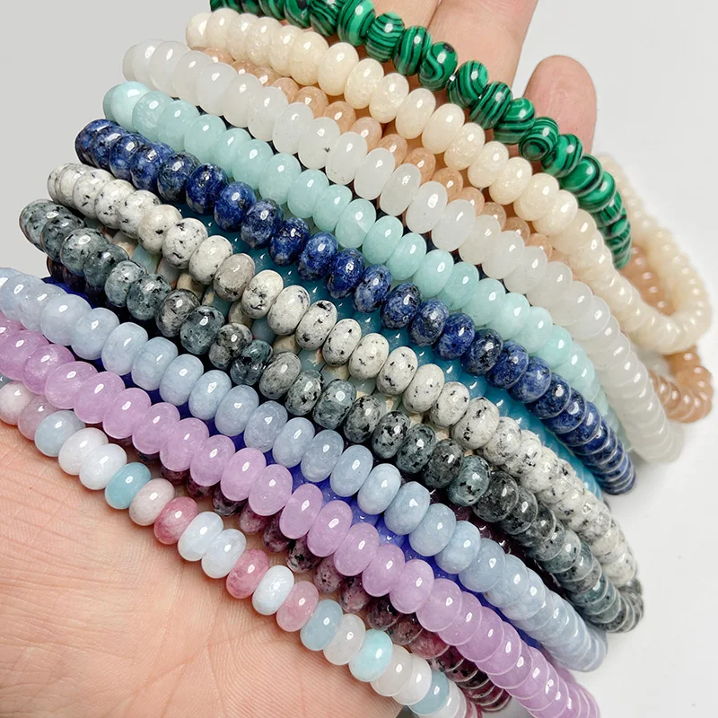 5*8mm Rondelle Stone Beads Chalcedony Natural Jaspers Abacus Beads Jades Loose Beads for Jewelry Making Bracelet DIY Necklace