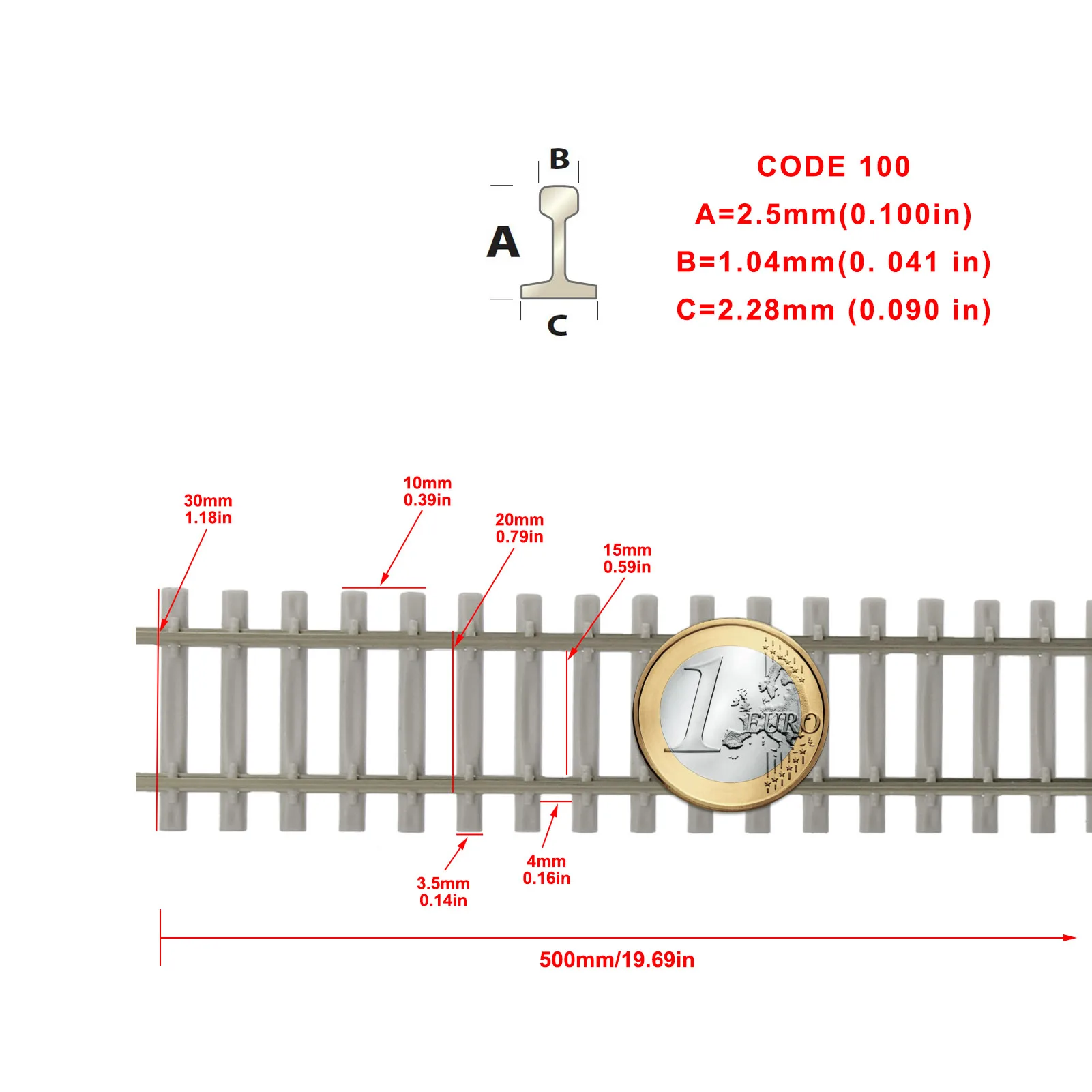 Evemodel 1pc/2pcs/5pcs Model Train 1:87 Railroad Cupronickel Tracks Flexible Rail Code 100 with Sleeper HO Scale 50cm HP17HO