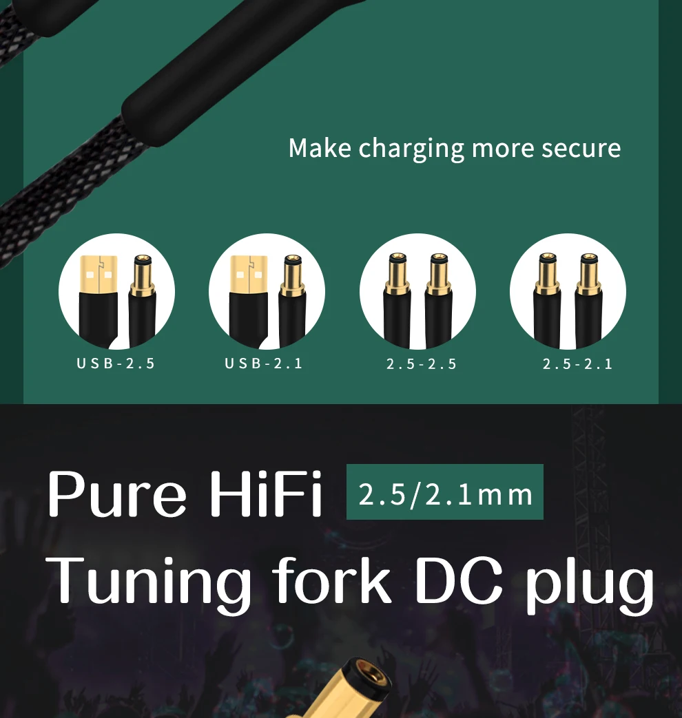 OCC High-Fidelity DC Power Cable USB A-2.5mm/2.1mm HiFi Dedicated Audiophile Audio DC2.5-2.1 DC USB Audio Cable