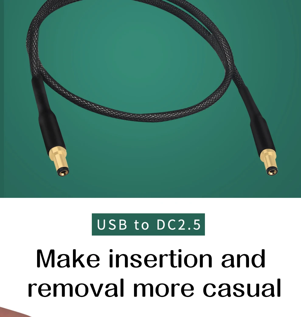 OCC High-Fidelity DC Power Cable USB A-2.5mm/2.1mm HiFi Dedicated Audiophile Audio DC2.5-2.1 DC USB Audio Cable
