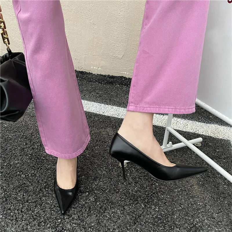 Eilyken High Quality Pu Leather New Sexy Shallow Pointed Toe Woman Pumps Thin High Heels Fashion Dress Sandals Ladies Shoes