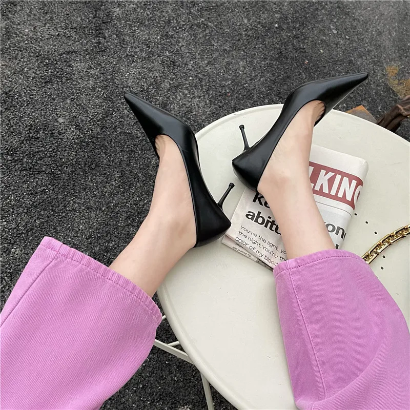 Eilyken High Quality Pu Leather New Sexy Shallow Pointed Toe Woman Pumps Thin High Heels Fashion Dress Sandals Ladies Shoes