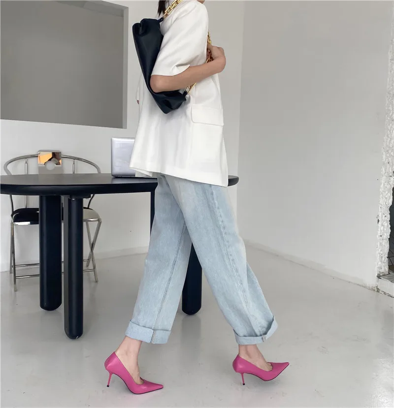 Eilyken High Quality Pu Leather New Sexy Shallow Pointed Toe Woman Pumps Thin High Heels Fashion Dress Sandals Ladies Shoes