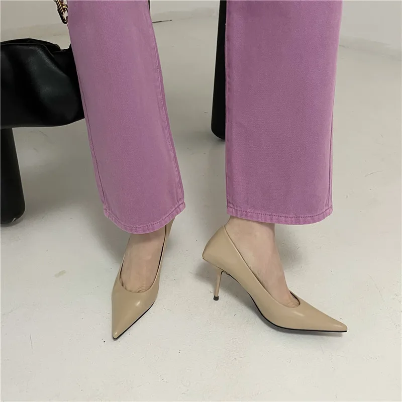 Eilyken High Quality Pu Leather New Sexy Shallow Pointed Toe Woman Pumps Thin High Heels Fashion Dress Sandals Ladies Shoes