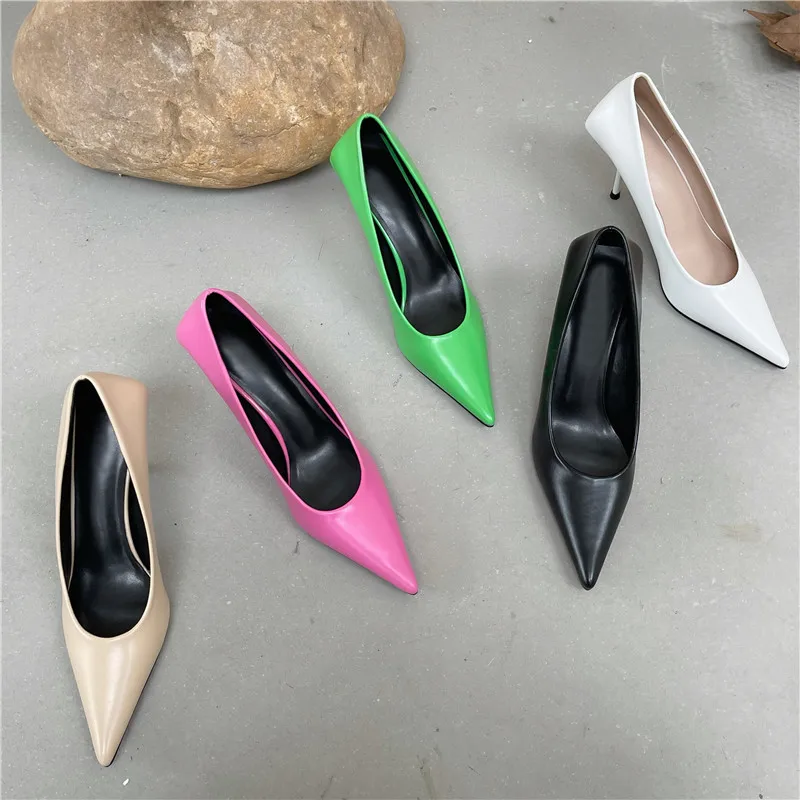 Eilyken High Quality Pu Leather New Sexy Shallow Pointed Toe Woman Pumps Thin High Heels Fashion Dress Sandals Ladies Shoes