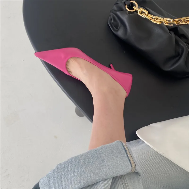Eilyken High Quality Pu Leather New Sexy Shallow Pointed Toe Woman Pumps Thin High Heels Fashion Dress Sandals Ladies Shoes