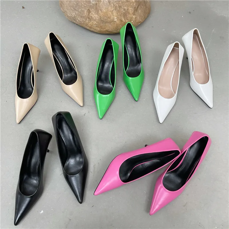Eilyken High Quality Pu Leather New Sexy Shallow Pointed Toe Woman Pumps Thin High Heels Fashion Dress Sandals Ladies Shoes